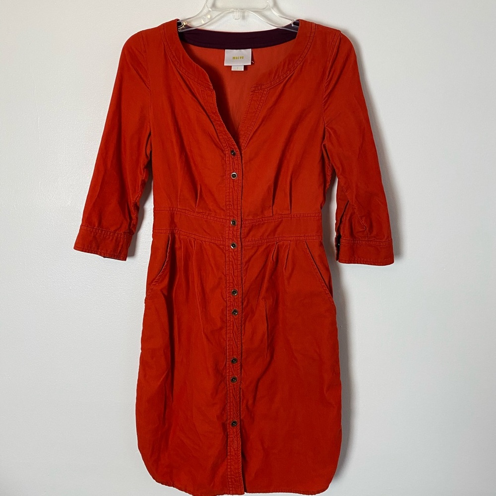 Anthropologie Maeve sz 0 Corduroy Button Dress